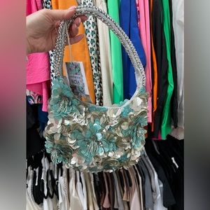 Blue & Silver Beaded Handbag